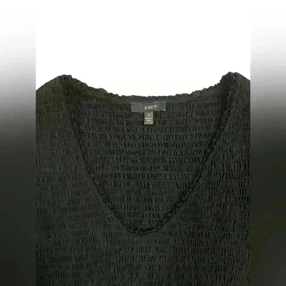 DREW Black Puff Sleeve Scrunch V-Neck Size Small - Picture 5 of 8